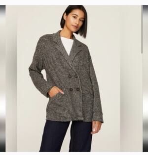 Madewell Brushed Knit Redford Oversized Houndstooth Academia Blazer, Size Small
